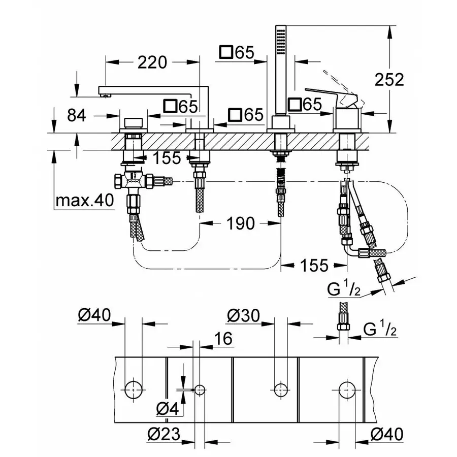 Змішувач для ванни Grohe Eurocube 19897001