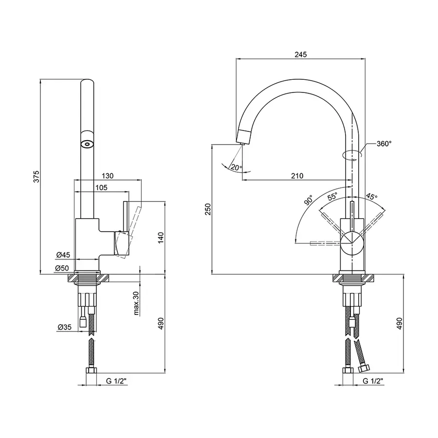 Змішувач для кухні Qtap Spring CRM 007F-2 з підключенням до фільтра