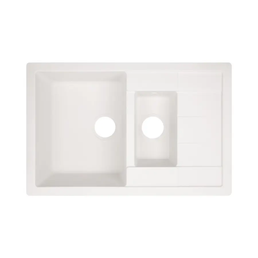 Кухонная гранитная мойка с дополнительной чашей Lidz 780x495 / 200 WHI-01 (LIDZWHI01780495200)