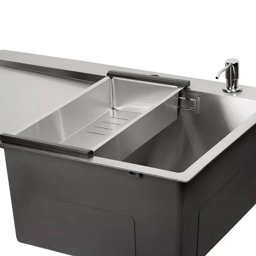 Кухонная мойка Qtap DK7850R 3.0 / 1.2 мм Satin + сушилка + дозатор для моющего средства