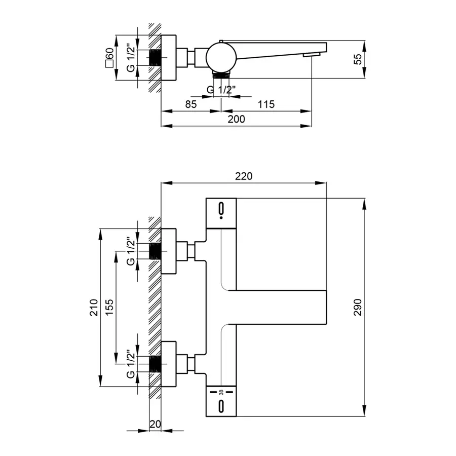 Змішувач термостатичний для ванни Qtap Votice 30T105GC