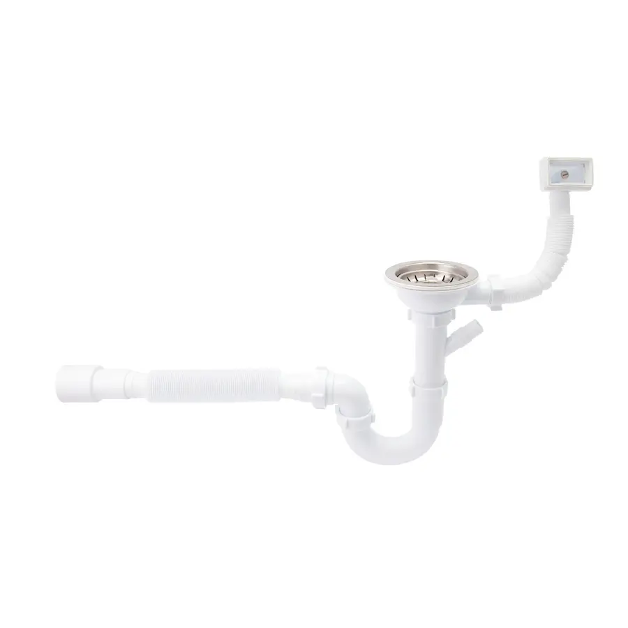 Сифон для кухонної мийки Lidz (WHI) 60 05 M004 00 прямоточний (выхід 50 мм)