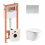 Набор Qtap инсталляция 3 в 1 Nest QT0133M425 с панелью смыва круглой QT0111M11111SAT + унитаз с сиденьем Robin QT1333046ENRW