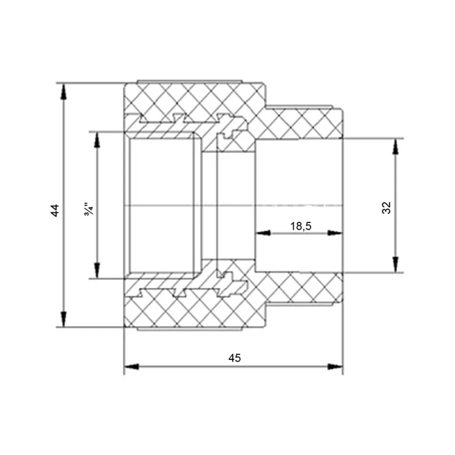 Муфта PPR Blue Ocean 32х3 / 4 "ВР