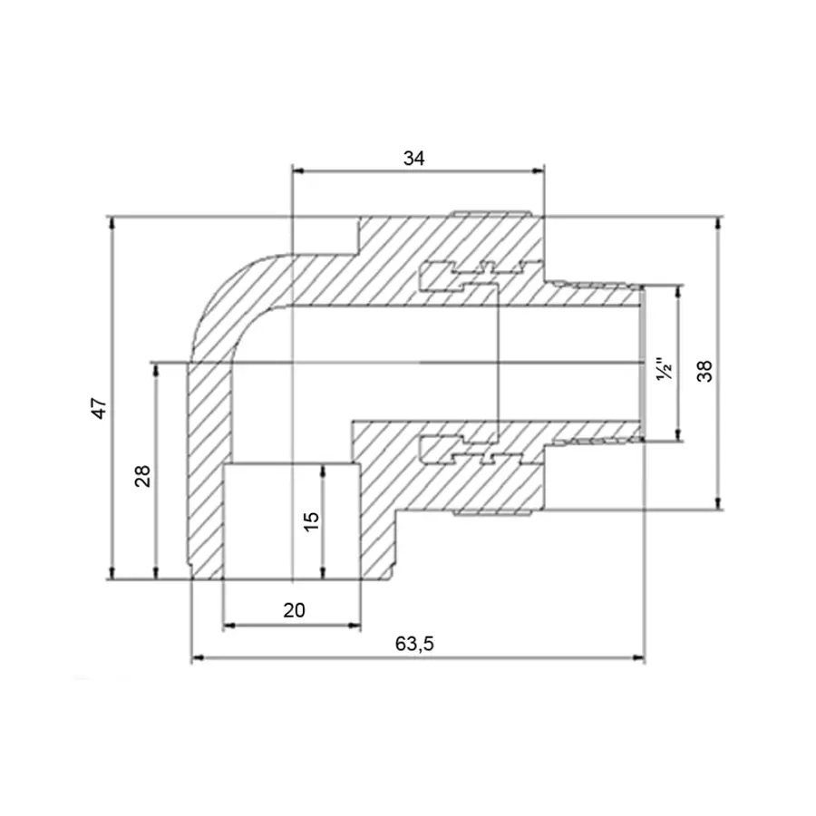 Кутик PPR Blue Ocean 20х1/2", 90° ЗР