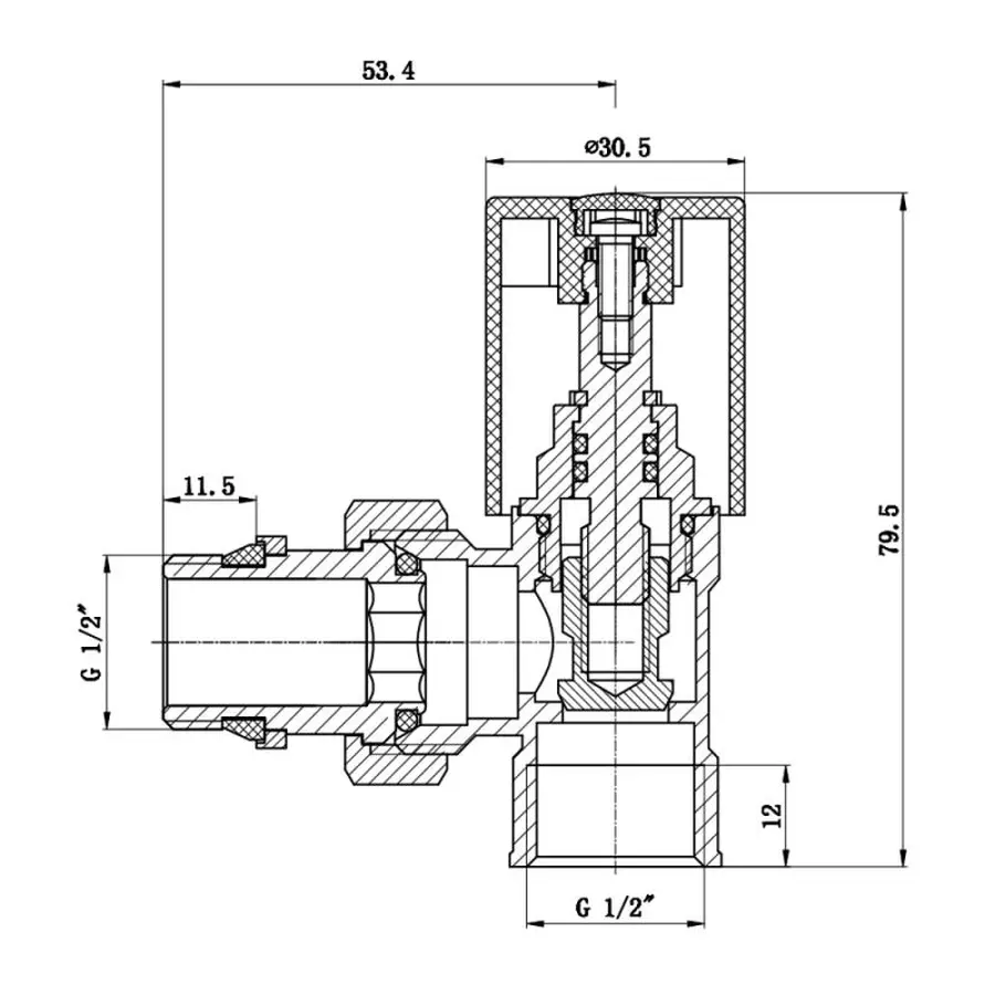Кран радіаторний з антипротіканням SD Forte 1/2" кутовий хром SF236W15