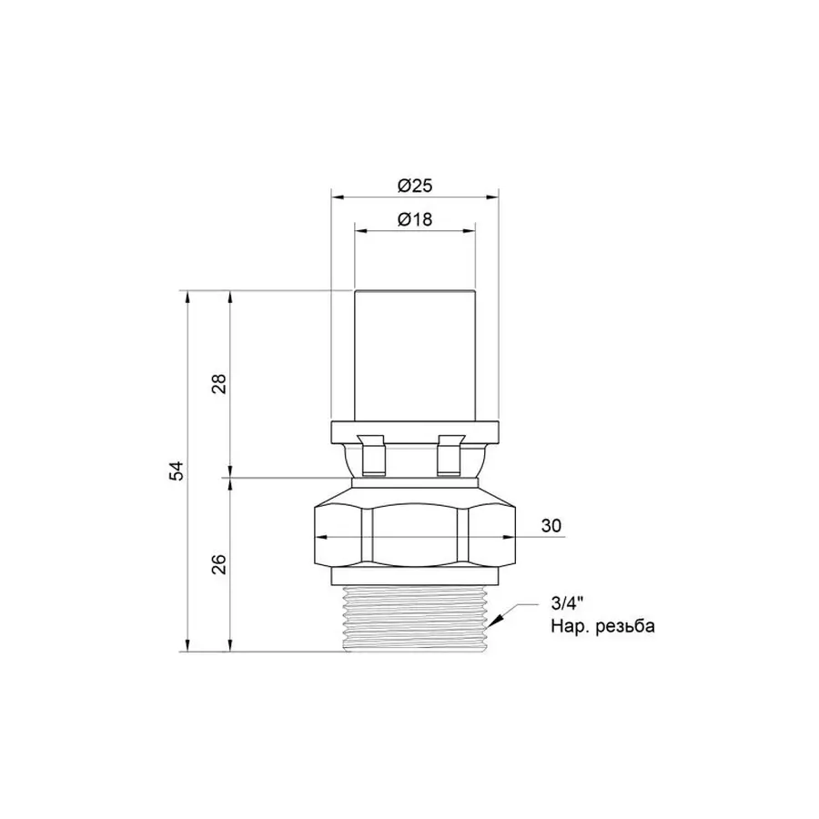 Перехідник прес Icma 16х3/4" ЗР №402