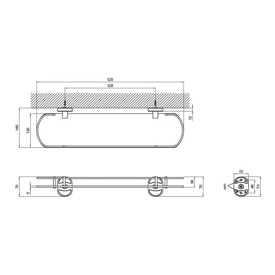 Полиця Lidz (CRG) 114.09.02 52х16 см
