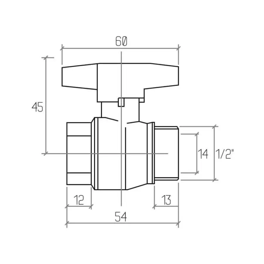 Кран кульовий Rastelli Nova Plus 1/2" ВЗ (метелик) Арт. 451