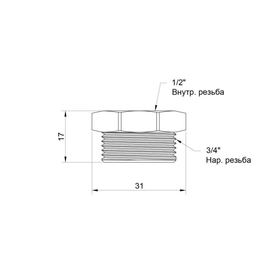 Футорка Icma 3/4" х1/2" ЗВ №1212