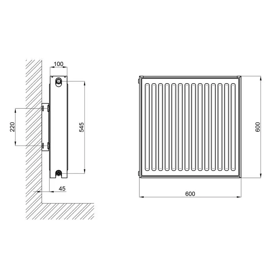 Радіатор сталевий Thermo Alliance 22 тип 600х600 бічне підключення
