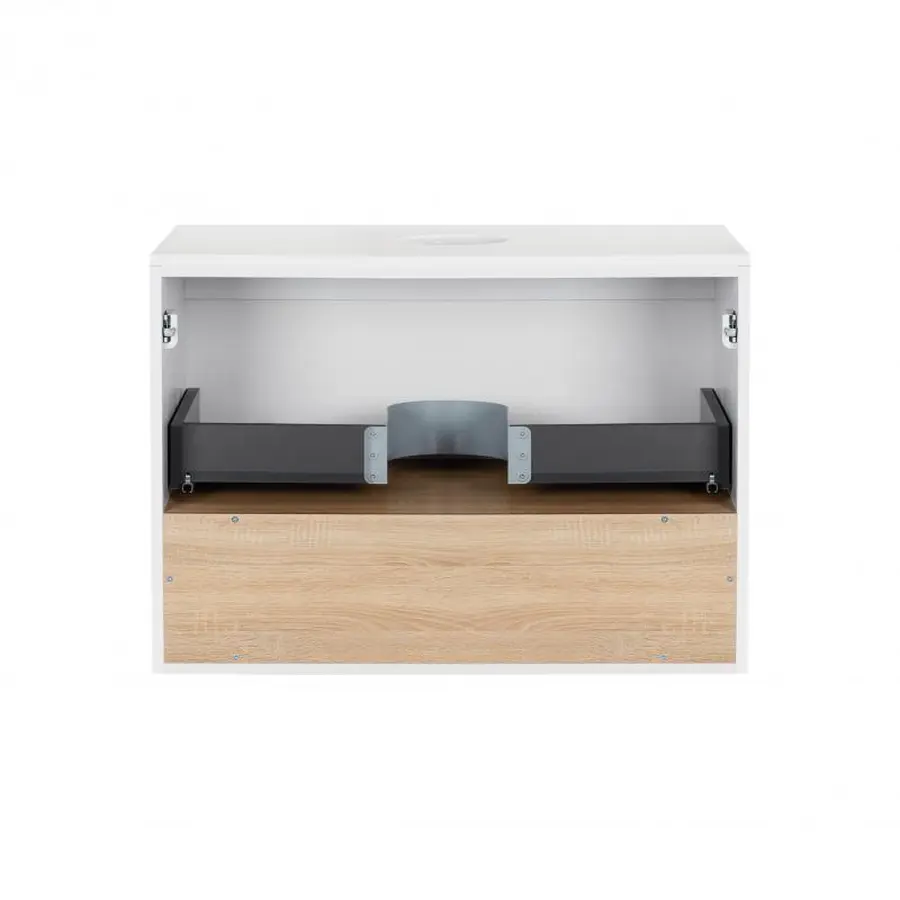 Тумба підвісна Qtap Robin 600х476х470 White/Whitish oak зі стільницею QT1379TPН6001WWO