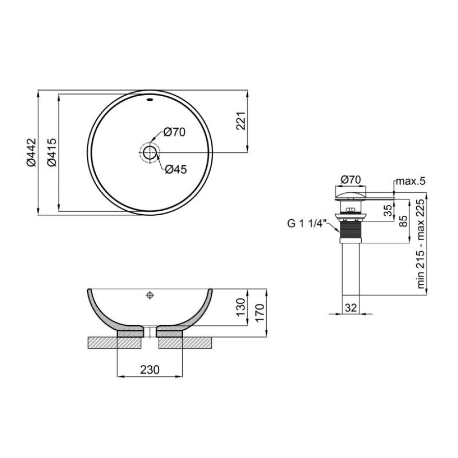 Раковина-чаша Qtap Amazon 430х430х160 White з донним клапаном QT02117043NW