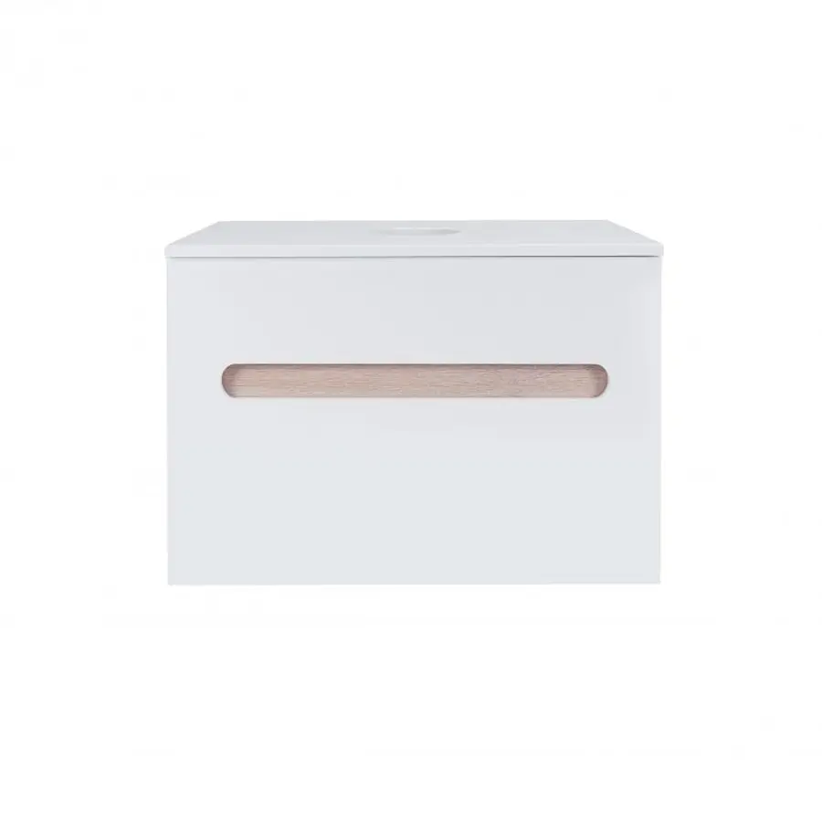 Тумба підвісна Qtap Virgo 700х476х469 White/Whitish oak зі стільницею QT1879TPА701WWO