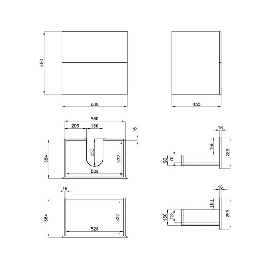 Тумба підвісна Qtap Tern 600х580х437 Matt black QT1774TPL602MB