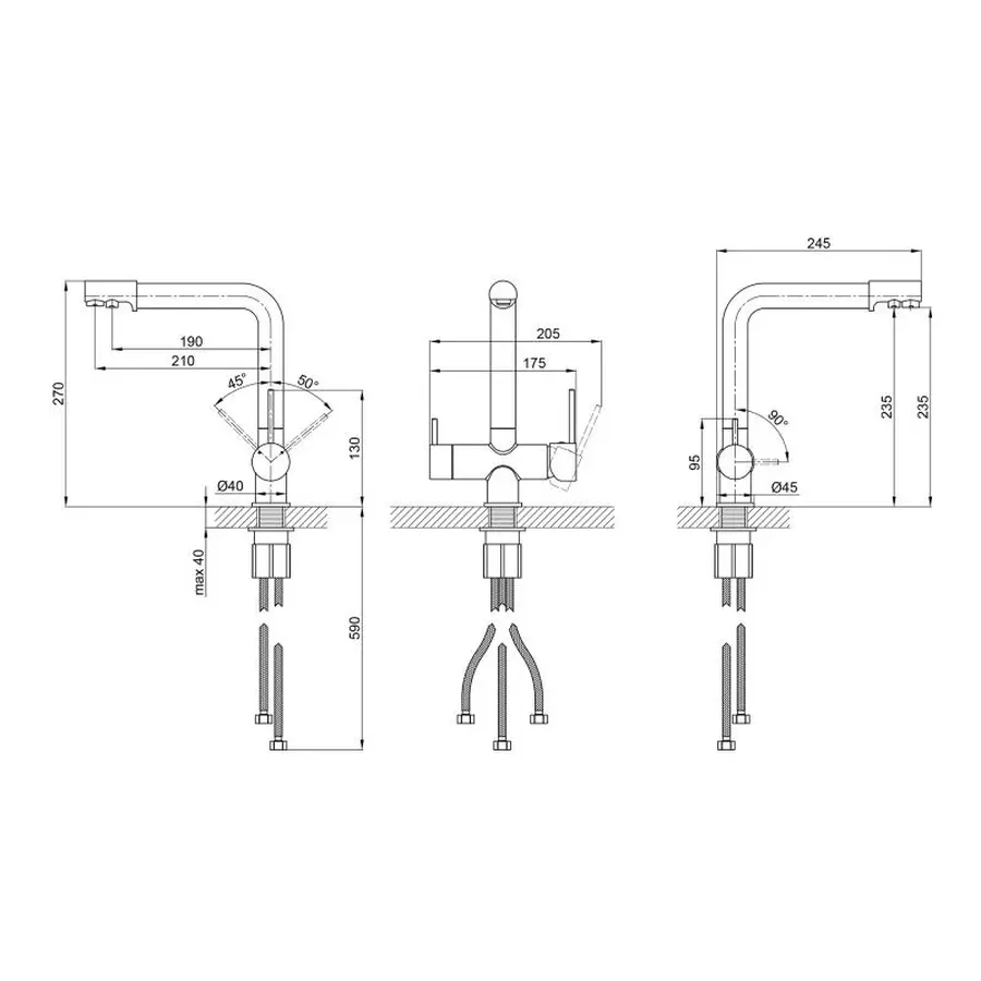 Змішувач для кухні Qtap Kuchyne 92102FC з підключенням до фільтра
