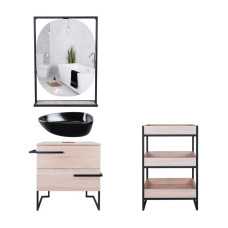 Комплект меблів для ванної Qtap тумба + раковина + дзеркало + стелаж QT044TA42965