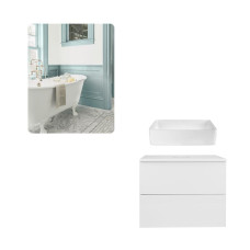 Комплект меблів для ванної Qtap тумба + раковина + дзеркало QT044VI43005