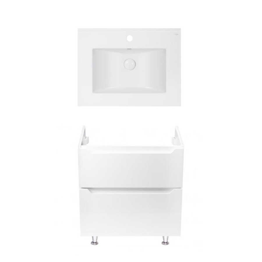 Комплект Qtap тумба підлогова Scorpio 600х825х460 мм White + раковина урізна Albatross E QT71SC43954