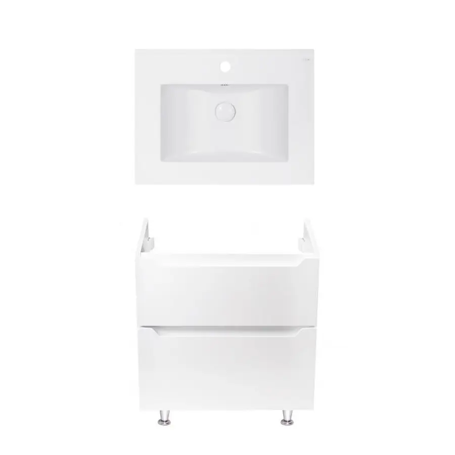 Комплект Qtap тумба підлогова Scorpio 600х825х460 мм White + раковина урізна Albatross E QT71SC43954