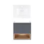 Комплект Qtap тумба підвісна Robin 600х580х437 мм Graphite/Whitish oak + раковина урізна Albatross QT71RO44041