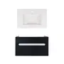Комплект Qtap тумба підвісна Virgo 700х580х437 мм Black/White + раковина урізна Albatross New QT71V44064