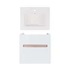 Комплект Qtap тумба підвісна Virgo 600х580х437 мм White/Whitish oak + раковина урізна Albatross New QT71V44074