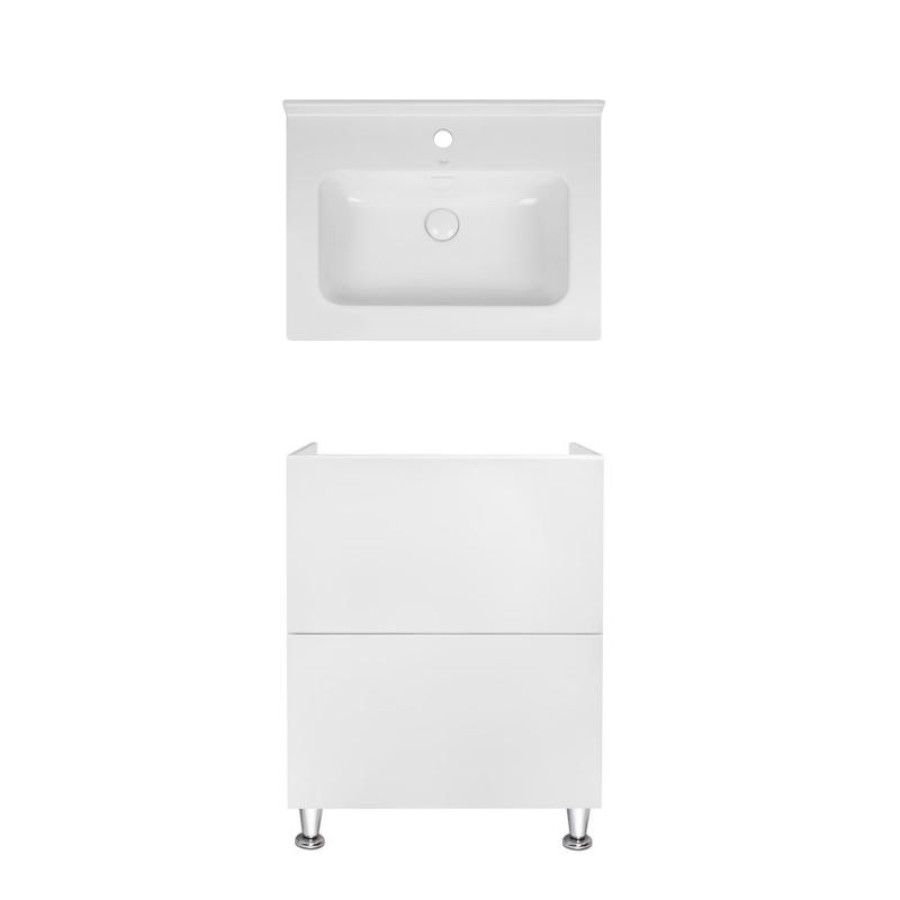 Комплект Qtap тумба підлогова Tern 600х725х437 мм White + раковина урізна Albatross 01 QT71TE44085