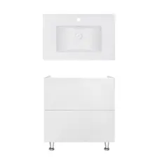 Комплект Qtap тумба підлогова Tern 800х725х437 мм White + раковина урізна Albatross E QT71TE44095