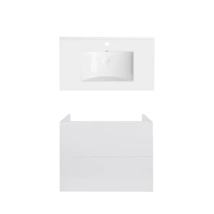 Комплект Qtap тумба підвісна Tern 800х580х437 мм White + раковина урізна Albatross QT71TE44105