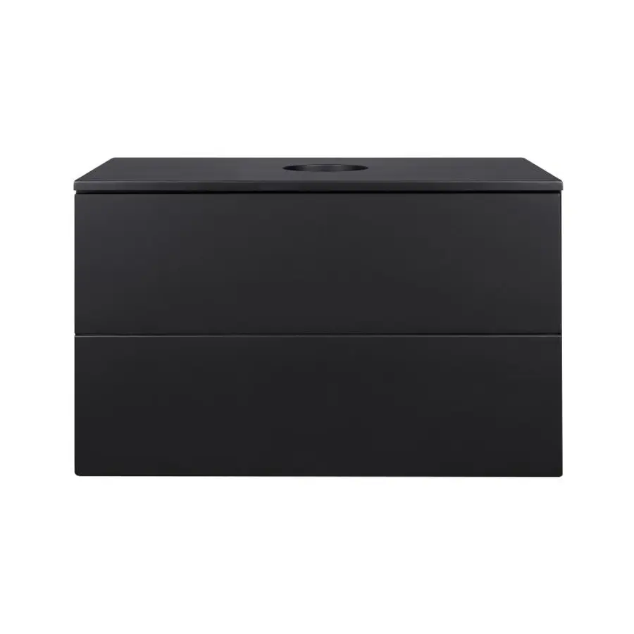 QtapTern Тумба зі стільницею підвісна, з 2 ящиками Push-to-Open, 1000х476х469 мм Matt Black