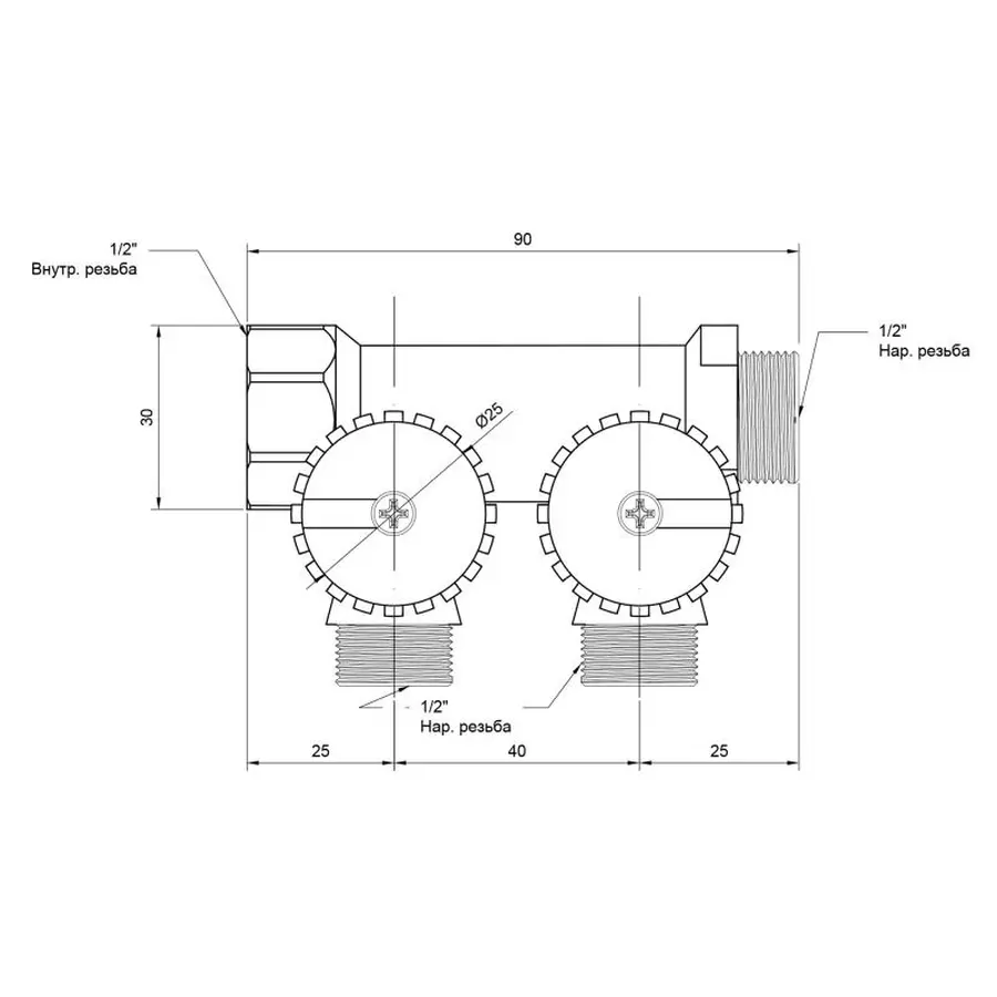 Колектор Icma 1" 2 виходи №227