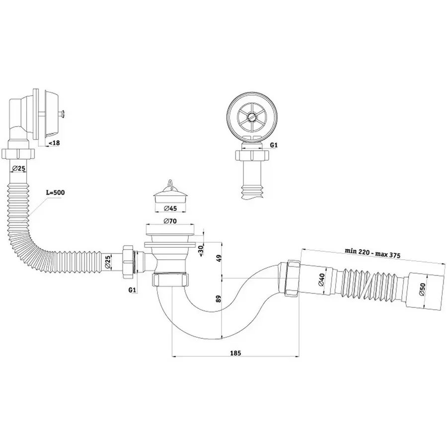 Сифон для ванни ANI Plast C6155