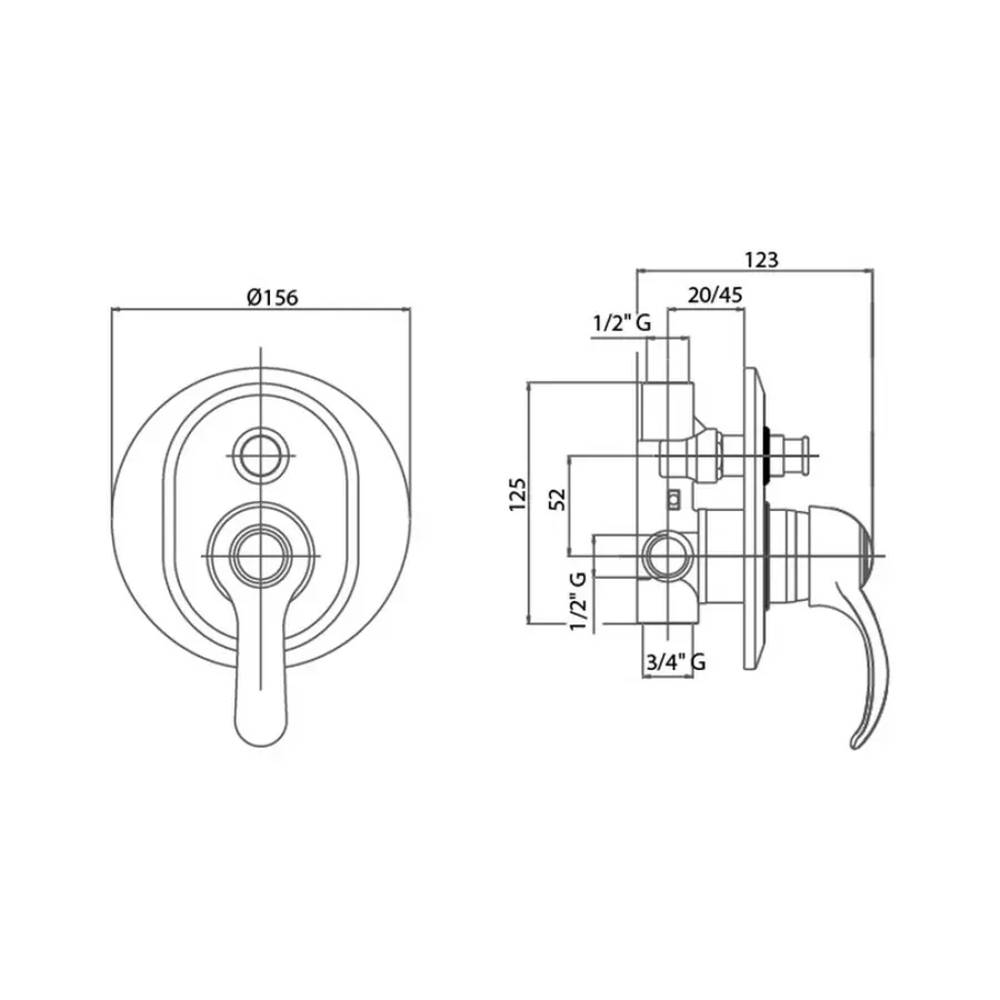 Смеситель скрытого монтажа для душа Bianchi Class INDCLS2010NBLC для двух потребителей