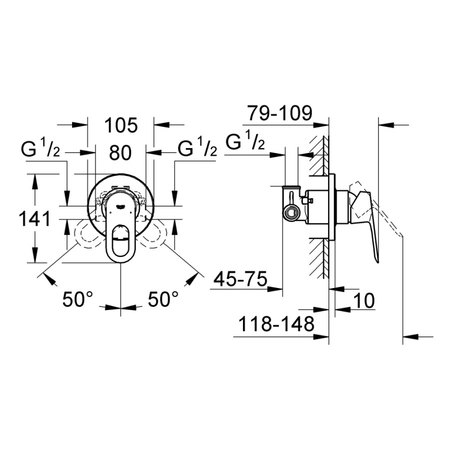 Змішувач прихованого монтажу для душу Grohe BauLoop 29042000