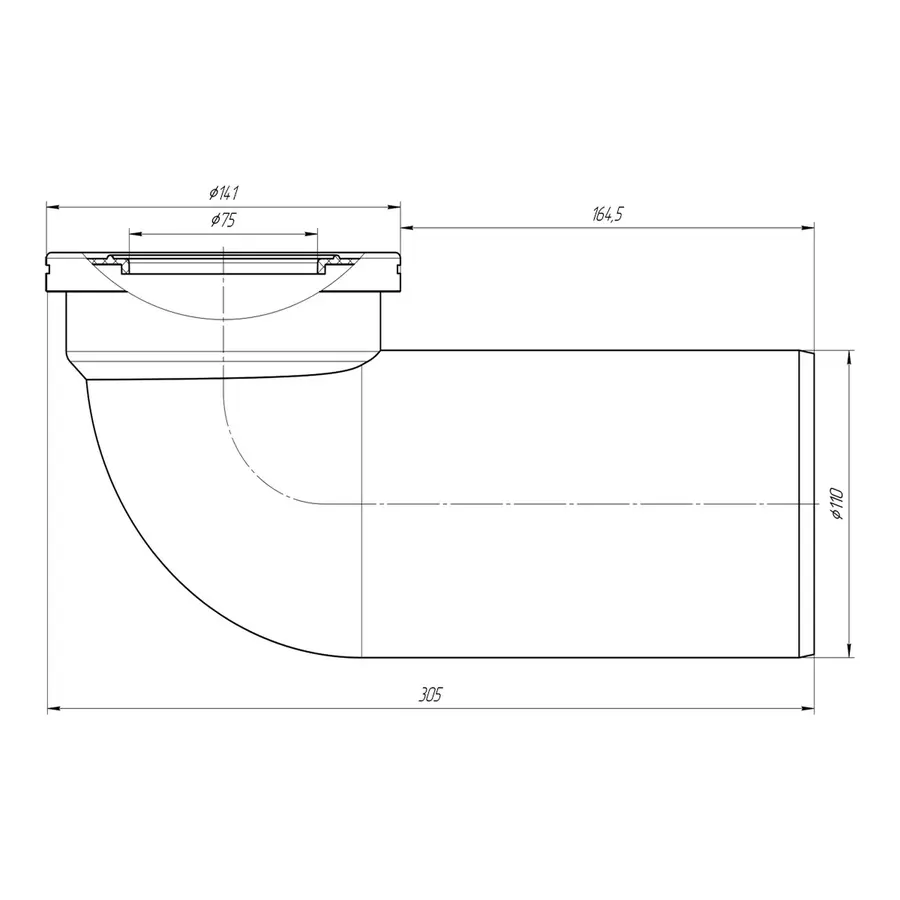 Отвод для унитаза ANI Plast W9220 угол 90˚