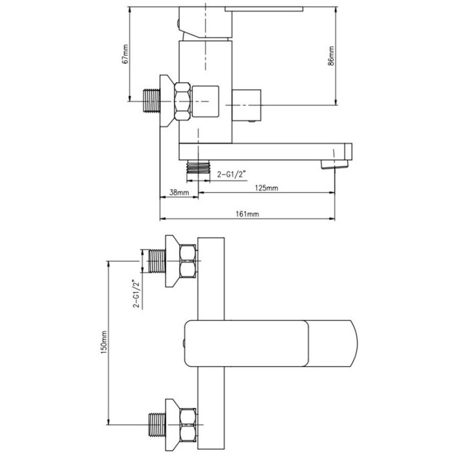 Смеситель для ванны GF (CRM) S-10-005BN