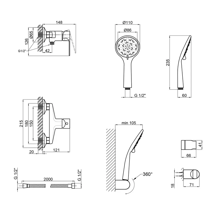 Смеситель для душа Qtap Uno CRM 010