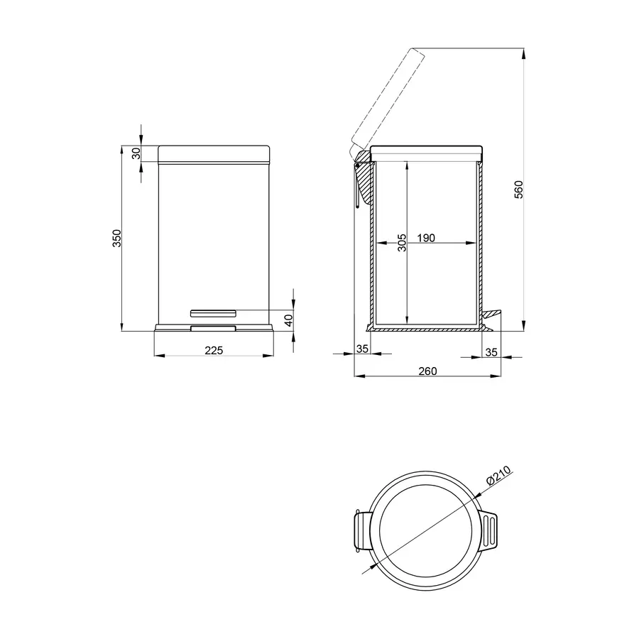 Мусорное ведро Lidz (CRM) 121.01.08 8 л
