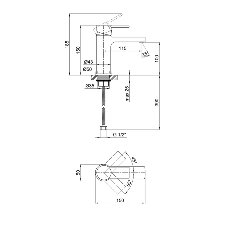 Змішувач для раковини Qtap Form CRM 001F