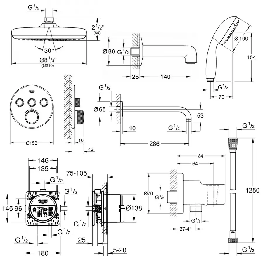 Душевая система Grohe Grohtherm SmartControl 34614SC2