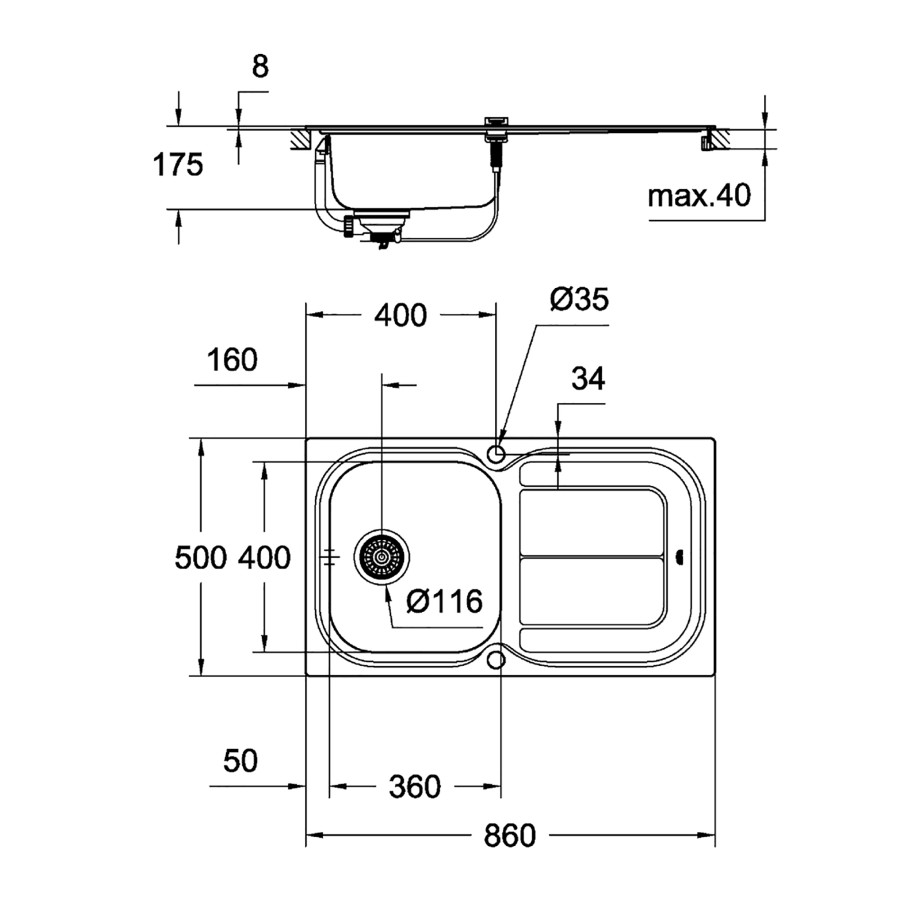 Кухонная мойка Grohe Sink K200 31552SD0