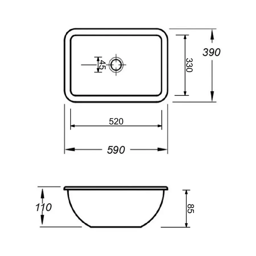 Раковина для ванны GF (ONY-04) 590х390 / 110 черная