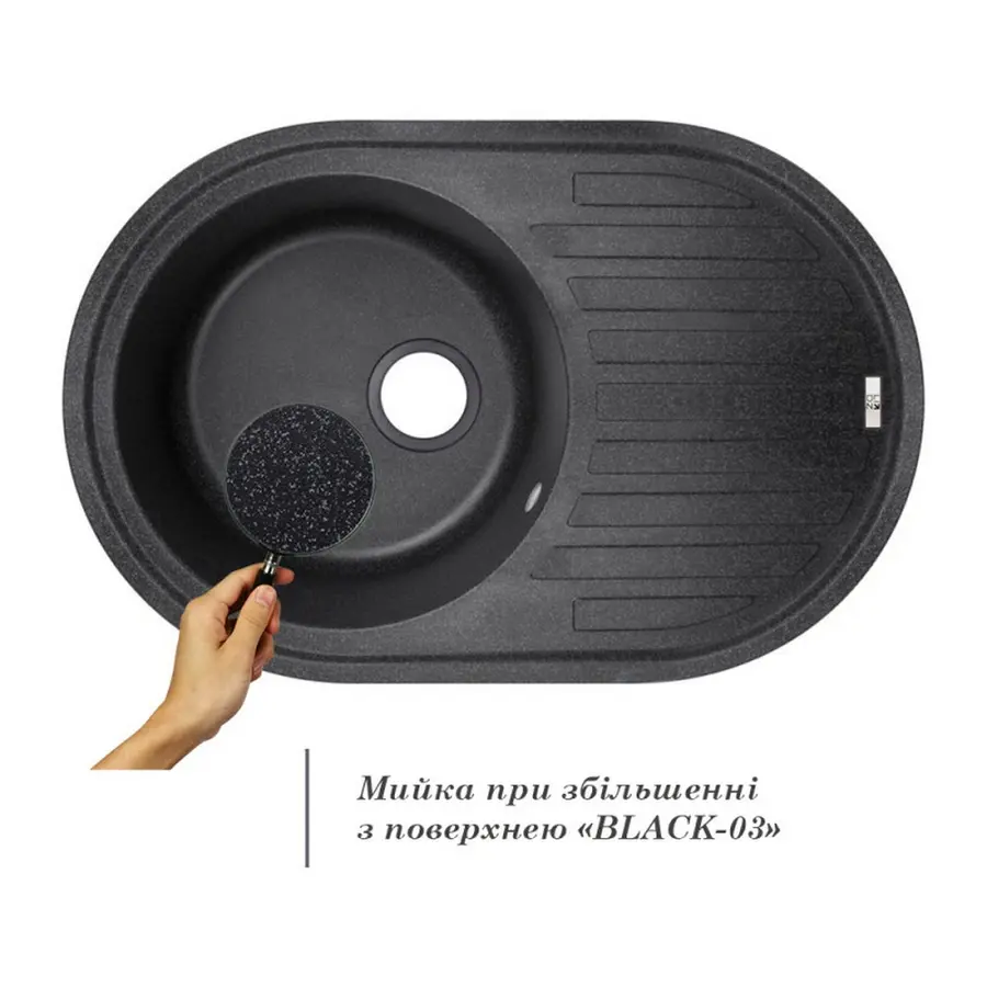 Кухонна гранітна мийка Lidz 780x500/200 BLA-03 (LIDZBLA03780500200)