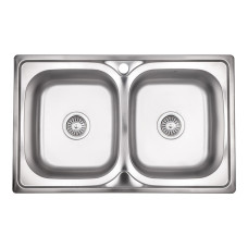 Кухонна мийка з двома чашами Lidz 7948 0,8 мм Decor (LIDZ7948DEC08)