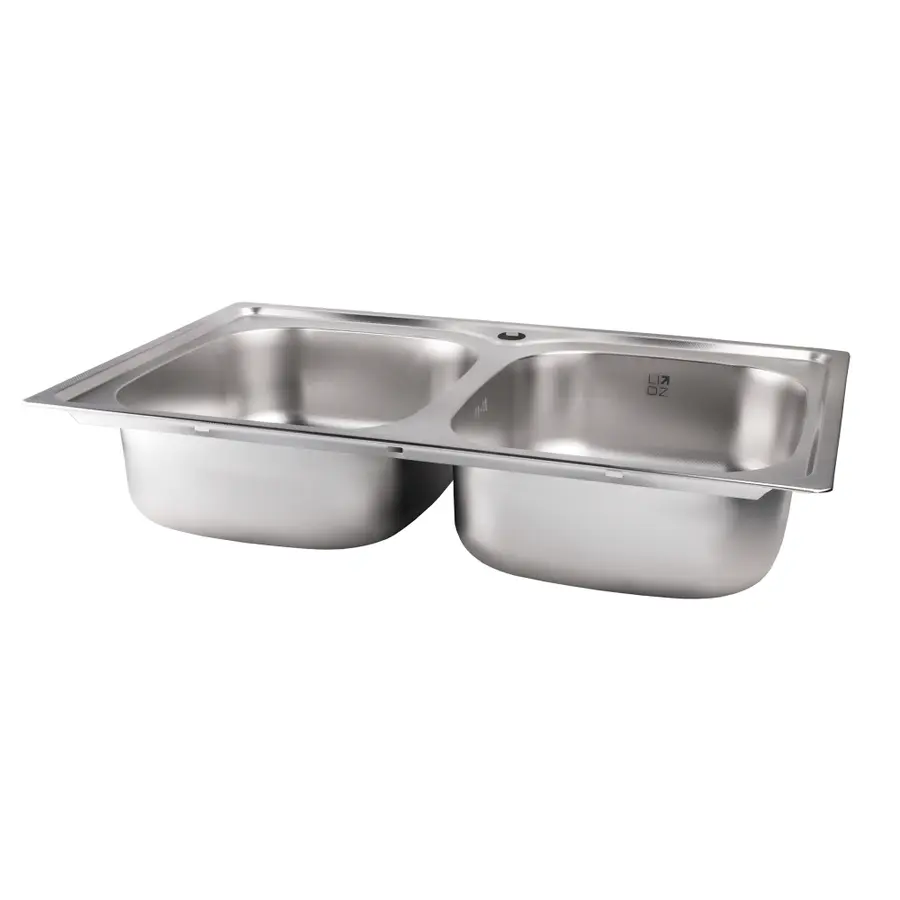 Кухонная мойка с двумя чашами Lidz 7948 0,8 мм Decor (LIDZ7948DEC08)