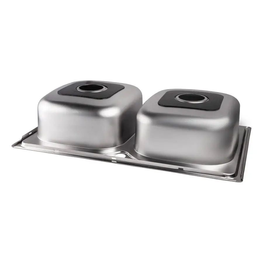 Кухонная мойка с двумя чашами Lidz 7948 0,8 мм Decor (LIDZ7948DEC08)