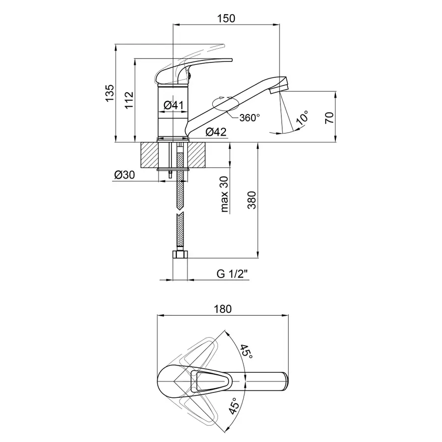 Смеситель для кухни Lidz (CRM) Premiera 41 002М