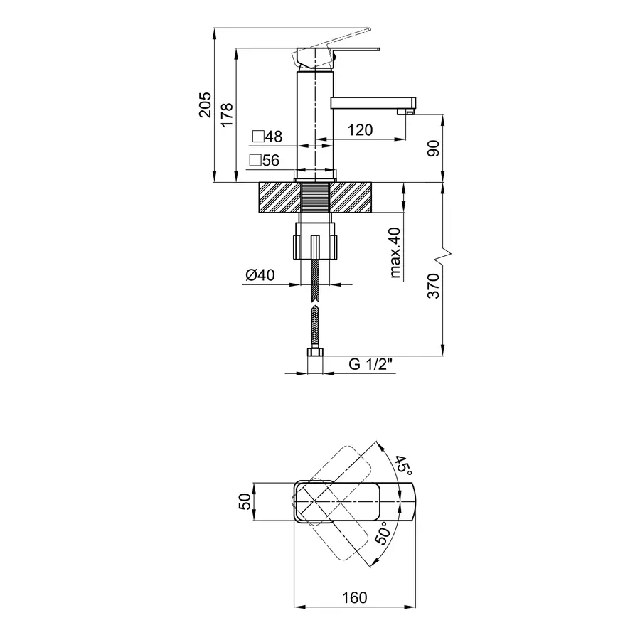 Змішувач для раковини Lidz (CRM) 21 45 001F
