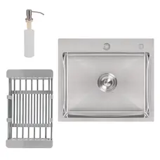 Кухонна мийка Lidz H5045 3.0/1.0 мм Brush + сушарка + дозатор для миючого засобу